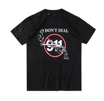 Man Vlone I DON’T DIAL 911 Unisex T-Shirt Black | USA_H8563