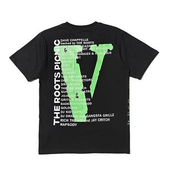 Man Vlone Roots Picnic T-Shirt Black | USA_GB4012